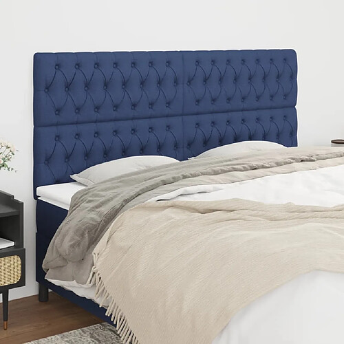 vidaXL Têtes de lit 4 pcs Bleu 100x7x78/88 cm Tissu