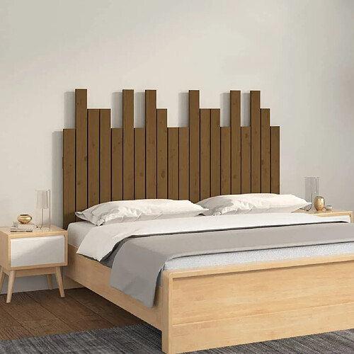 Maison Chic Tête de lit scandinave pour lit adulte,Meuble de chambre murale Marron miel 127,5x3x80 cm Bois massif de pin -MN43813