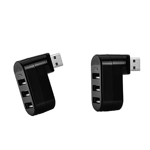 2x Adaptateur Diviseur De Hub Rotatif 2x Creative USB 2.0 à 180 Degrés - Noir