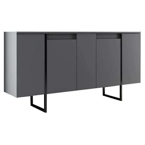 Hanah Home Buffet en aggloméré pieds en métal Luxe anthracite et noir.