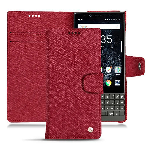 Housse cuir Blackberry Key2 - Rabat portefeuille - Rouge passion ( Pantone #a6192e ) - NOREVE