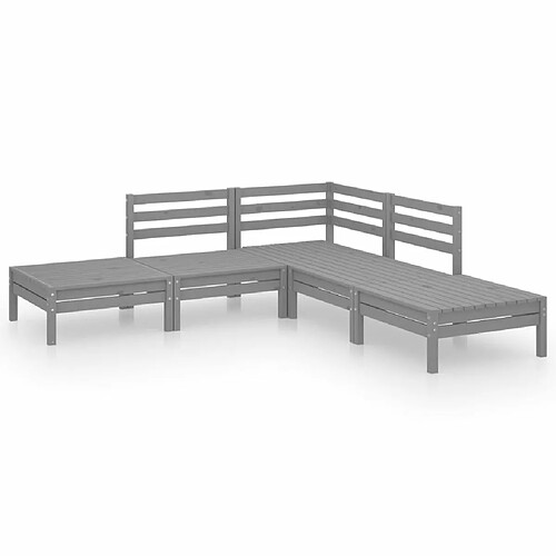 Maison Chic Salon de jardin 5 pcs - Table et chaises d'extérieur - Mobilier/Meubles de jardin Moderne Bois de pin massif Gris -MN22203