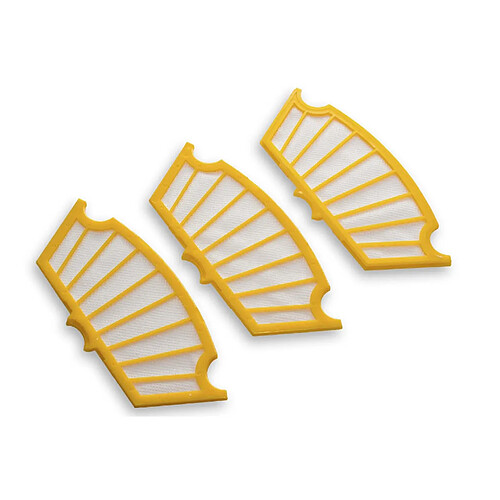 vhbw Lot de 3 filtres jaunes de remplacement compatible avec iRobot Roomba 500, 510, 520, 530, 531, 532, 534, 535, 540