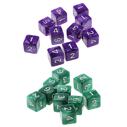 20 pièces dés six faces d6 pour jouer à d u0026 d jeu de fête rpg vert et violet