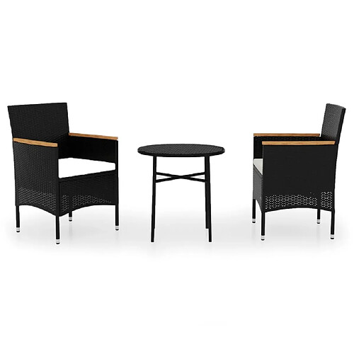 Maison Chic Mobilier à dîner 3 pcs de jardin - Ensemble table et chaises d'extérieur - Salon/Mobilier de jardin classique Résine tressée Noir -MN32558