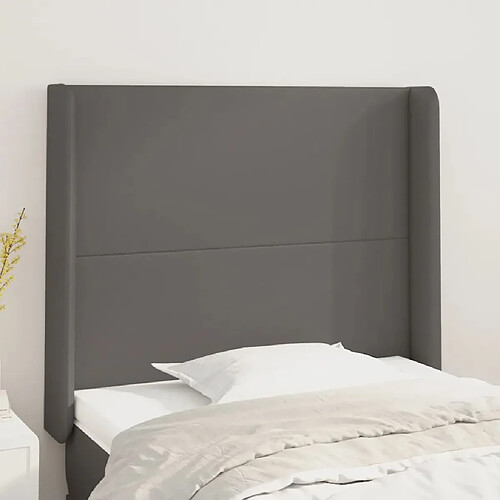 vidaXL Tête de lit avec oreilles Gris 93x16x118/128 cm Similicuir