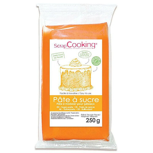 Scrapcooking Pâte à sucre orange arôme vanille - 250 g