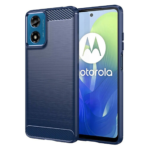 Htdmobiles Coque pour Motorola Moto G04 / G24 - housse etui silicone gel carbone + film ecran - BLEU FONCE