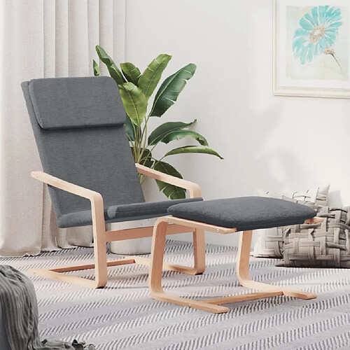 vidaXL Chaise de relaxation avec repose-pied Gris foncé Tissu