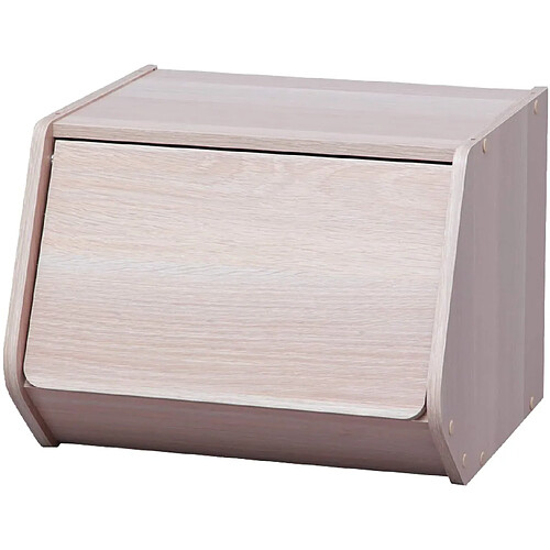 Iris Ohyama, Niche de rangement avec porte pliante en bois - Boîte de rangement empilable modulaire en bois STB-400D - Chêne clair, L40 x P38,8 x H30,5 cm 531485