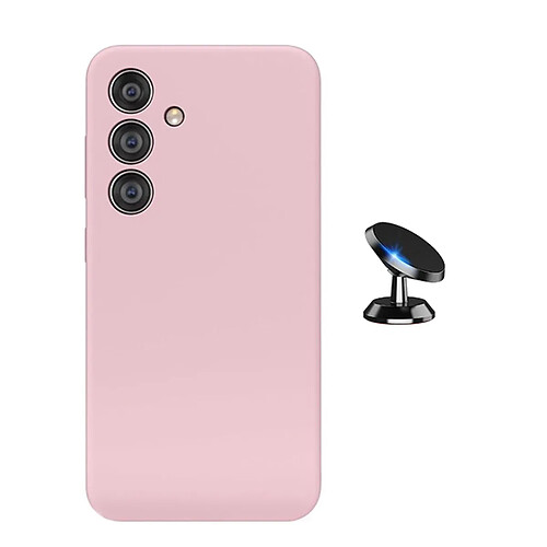 Kit Support Voiture Magnétique + Housse En Silicone Liquide Phonecare Pour Samsung Galaxy S24 FE - Rose