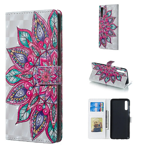 Wewoo Housse Coque Étui en cuir à rabat horizontal 3D avec Motif demi-fleurs pour Galaxy A70avec support et logements cartescadre photo et portefeuille