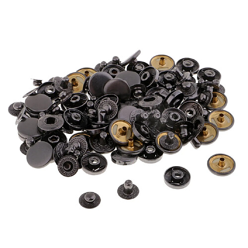 30 jeux attaches métalliques boutons pression rivets pour artisanat cuir nickel foncé