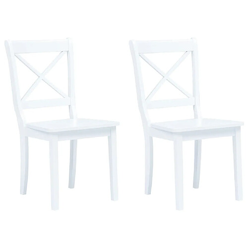 Decoshop26 Lot de 2 chaises de salle à manger cuisine design classique blanc bois d'hévéa massif CDS020160