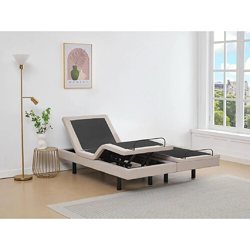 Vente-Unique Sommier électrique de relaxation déco - 2 x 90 x 200 cm - Tissu - Beige - ALPANA de YSMÉE