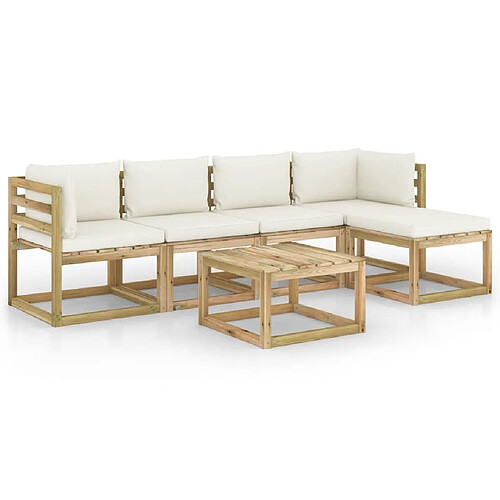 Maison Chic Salon de jardin 6 pcs + coussins - Mobilier/Meubles de jardin - Table et chaises d'extérieur bois de pin imprégné -MN27358