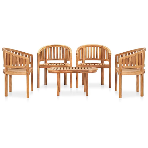 Maison Chic Salon de jardin 5 pcs - Table et chaises d'extérieur - Mobilier/Meubles de jardin Moderne en forme de banane Bois de teck solide -MN26405