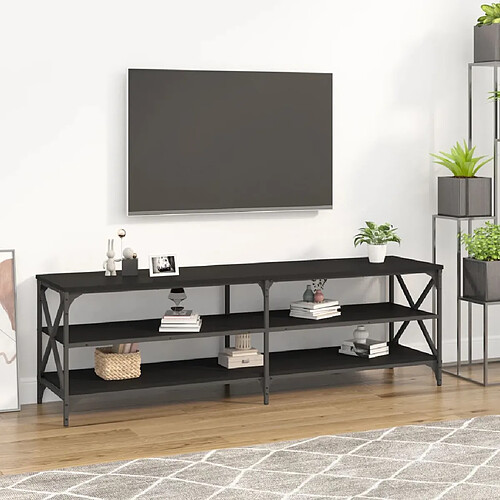 vidaXL Meuble TV noir 160x40x50 cm bois d'ingénierie