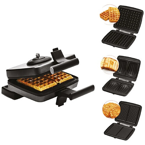 Croque-gaufre gaufrette 3 plaques 1200w noir - FRI022824512BLP - FRIFRI