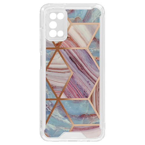 Avizar Coque Marbre Samsung A03s Hybride avec Coins Renforcés rose et aigue marine