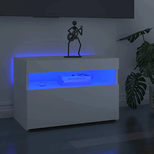 Maison Chic Meubles TV avec lumières LED - Banc TV pour salon blanc 60x35x40 cm -MN70280