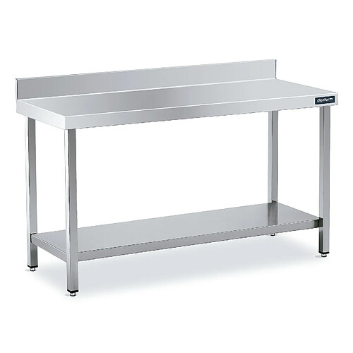 Table Inox de Travail Adossée avec Étagère - Gamme 500 - Distform