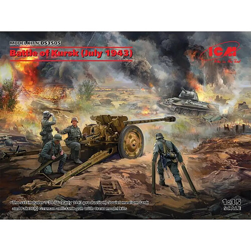 Icm Maquette Char Battle Of Kursk (july 1943) (t-34-76 (early 1943), Pak 36(r ) With Crew (4 Figures))