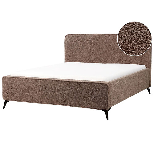 Beliani Lit double 160 x 200 cm en bouclé marron VALOGNES