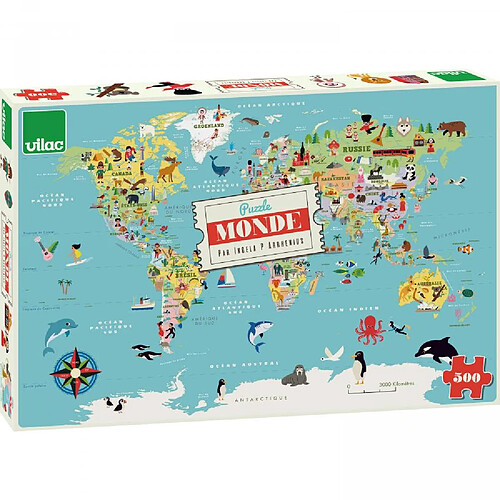 Vilac Carte du monde puzzle 500 pcs ingela p.a