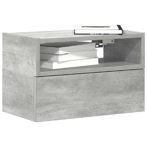 vidaXL Table de chevet murale gris béton 45x26x28,5 cm