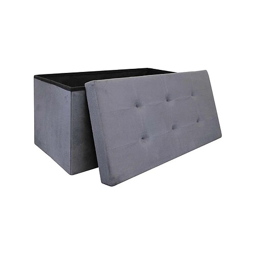 The Home Deco Factory Banc coffre de rangement en suédine Lina gris anthracite.