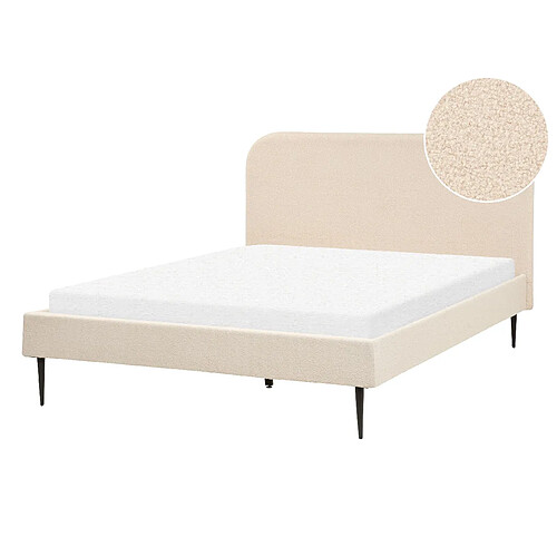 Beliani Lit double bouclé beige 140 x 200 cm FLAYAT