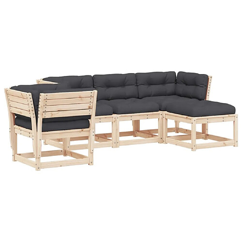 Maison Chic Salon de jardin 5 pcs avec coussins | Ensemble de Table et chaises | Mobilier d'Extérieur Bois de pin massif -GKD62569