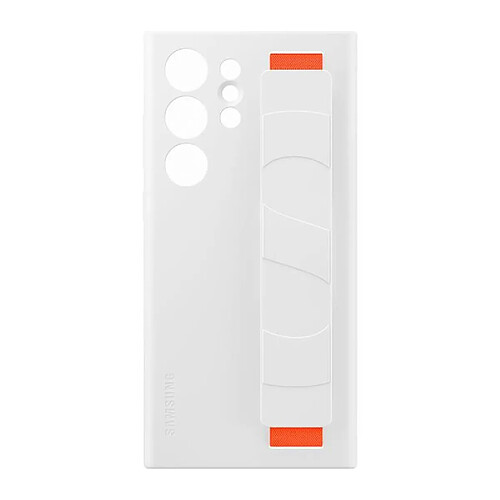 Coque en silicone avec lanière pour Samsung Galaxy S23 Ultra 5G Blanc