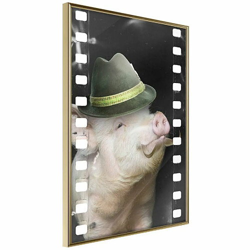 Paris Prix Affiche Murale Encadrée Dressed Up Piggy 20 x 30 cm Or