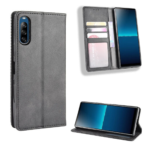 Etui en PU auto-absorbé rétro noir pour votre Sony Xperia L4