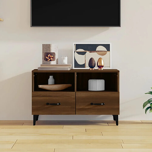 vidaXL Meuble TV Chêne marron 80x36x50 cm Bois d'ingénierie