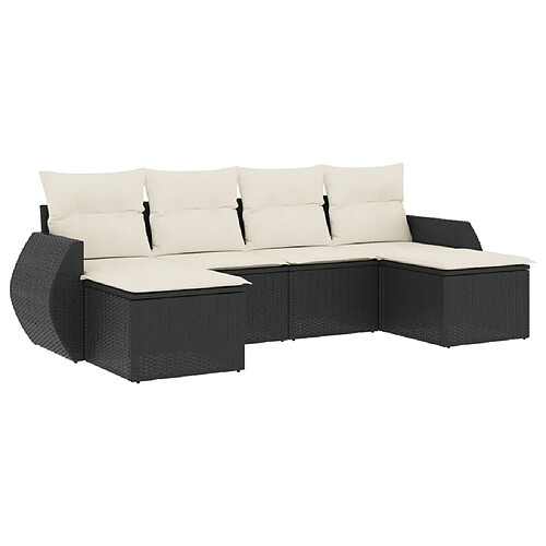 Maison Chic Salon de jardin 6 pcs avec coussins | Ensemble de Table et chaises | Mobilier d'Extérieur noir résine tressée -GKD73531