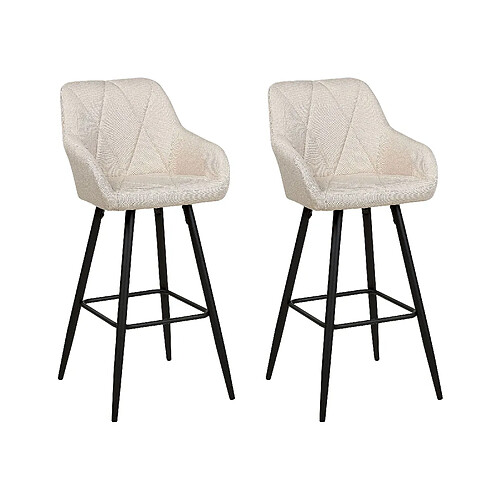 Beliani Tabouret de bar Set de 2 Tissu Beige clair DARIEN