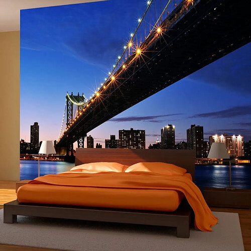 Paris Prix Papier Peint Manhattan Bridge Illuminé la Nuit 270 x 350 cm