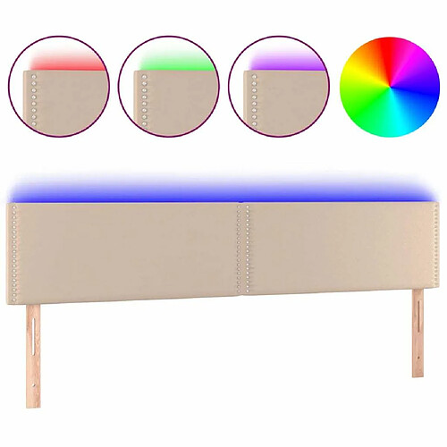 Maison Chic Tête de lit moderne à LED lumineuse pour chambre - Décoration de lit Cappuccino 180x5x78/88 cm Similicuir -MN39487