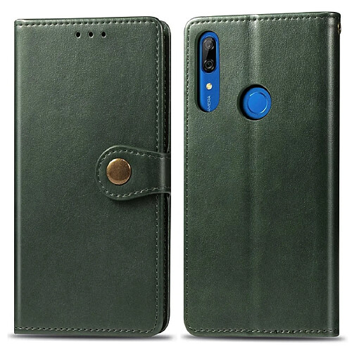 Wewoo Housse Coque Étui en cuir de protection pour téléphone portable avec boucle de couleur unie rétro lanière et cadre photo et fente carte et portefeuille et fonction de support Huawei P Smart Z vert