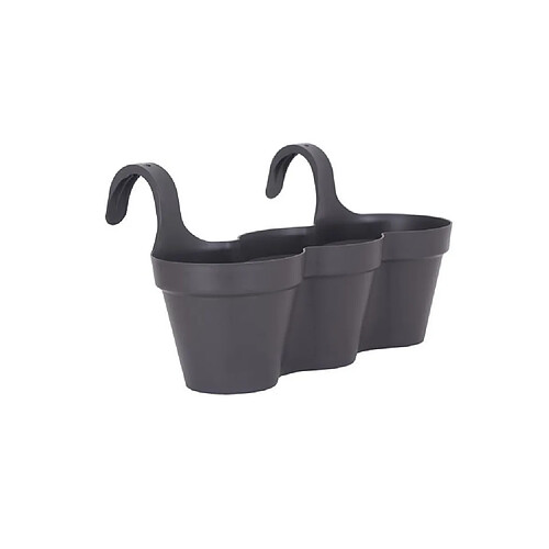 Artevasi Triple pot de fleurs de balcon Capri 30,5 x 54 x 28 cm - 11 L - Gris anthracite