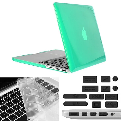 Wewoo Housse Étui vert pour Macbook Pro Retina 13,3 pouces 3 en 1 cristal dur coque en plastique de protection avec clavier de et prise de poussière de port