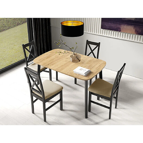 Bestmobilier Magov - table à manger extensible - bois et noir - 4 personnes