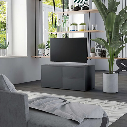 vidaXL Meuble TV Gris 80x34x36 cm Bois d'ingénierie