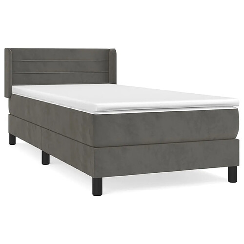 Maison Chic Lit adulte- Lit + matelas,Sommier à lattes de lit et matelas Gris foncé 80x200 cm Velours -GKD95962