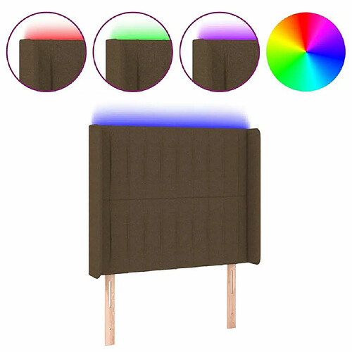 Maison Chic Tête de lit moderne à LED lumineuse pour chambre - Décoration de lit Marron foncé 83x16x118/128 cm Tissu -MN26588