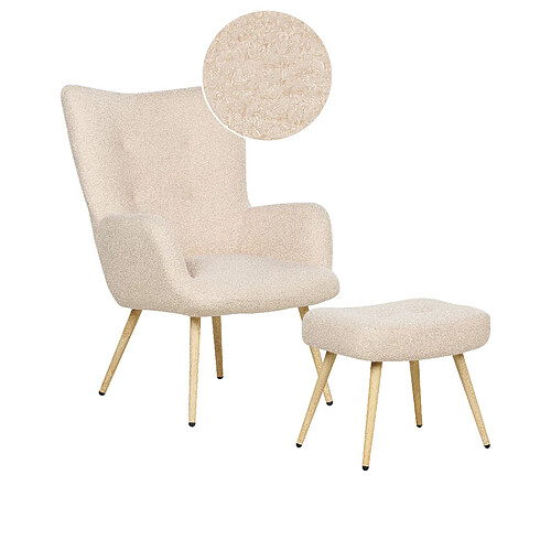 Beliani Fauteuil VEJLE Bouclé Beige