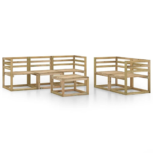 Maison Chic Salon de jardin 6 pcs - Table et chaises d'extérieur - Mobilier/Meubles de jardin Moderne bois de pin imprégné de vert -MN15030